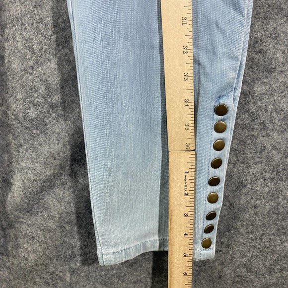 Soft Surroundings Pants Small Tall Light Blue High Rise Chambray Button Hem - Picture 9 of 11